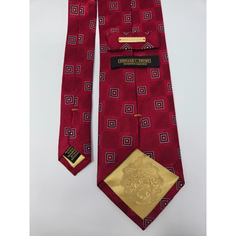 Donald J. Trump Necktie Mens One Size Red Geometric Silk Signature Collection - Picture 3 of 5